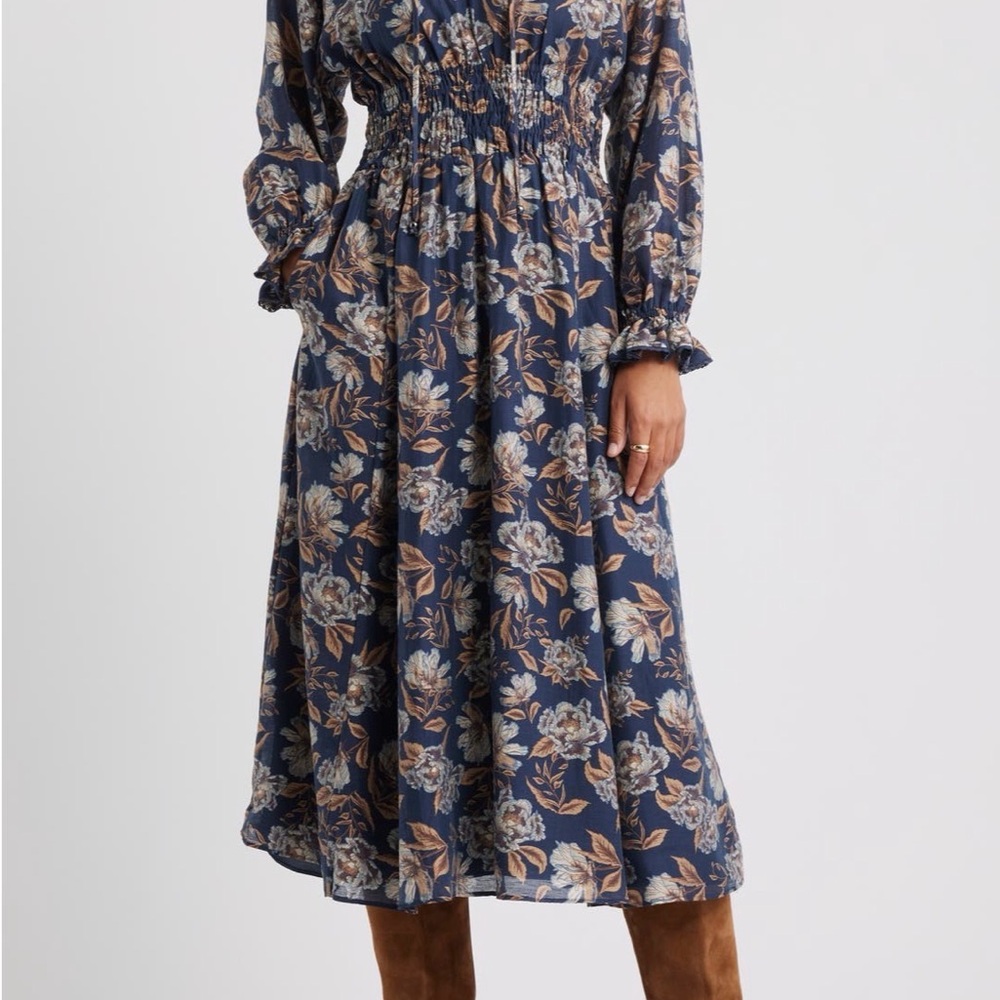 Chelsea28 Navy Floral Long Sleeve Dress